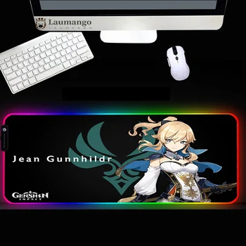 Genshin dopad Barevné Podložka pod Myš RGB Anime Velké Velikosti LED Svítící Podložku pod Myš Klávesnice USB Desk Pad