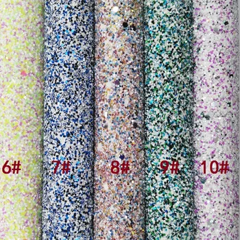 Glitterwishcome 30X134CM Mini Roll Chunky Glitter Kožené Faux Kožené Vinyl Kůže tkaniny pro DIY Luky, GM002