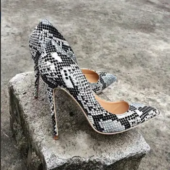 Hadí kůže vysoké podpatky pletí boty pro ženy 12cm sexy party šaty čerpadla