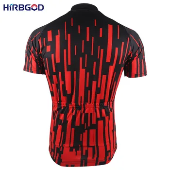 HIRBGOD Pánské Krátký Rukáv Cyklistické Oblečení Červená Svislá čára Venkovní Sportovní Silniční Cyklistika Jersey Nosit Tričko, Sportovní Oblečení-NR182