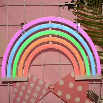 HLZS-Nový Roztomilý Rainbow Neon Sign Led Rainbow Světlo Lampy pro Kolej Dekor Dekor Duha Neon Lampa Zeď Dekor
