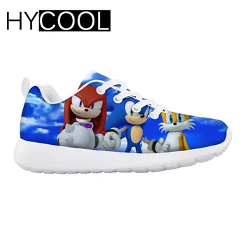 HYCOOL Děti Běží Byty Boty All-in Sonic The hedgehog Vytisknout Sportovní Tenisky Mesh Tenis Infantil Menino Tělocvičně Chlapci Dívky Boty