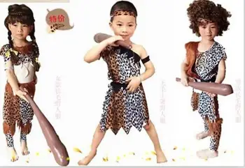 Indické Domorodé Primitivní Divoké Leopard Tisk Kostým, Šaty, Oblečení Pro Dospělé Muže, Děti, Chlapce, Dívky, Halloween Cosplay Kostým