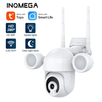 INQMEGA 3MP TUYA HD Venkovní Vodotěsné Cloud Bazén Smart Terasa, Domácí Bezpečnostní Kamera, Kamera Venkovní Wi-fi Inteligentní PTZ Kamery