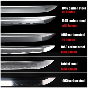 Katana meč čepele 1045 uhlíkové oceli 1060 uhlíkové oceli Složený ocel 1095 uhlíková ocel full tang ostrost