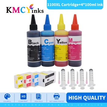 KMCYinks PGI-1100 Tiskárna Plnitelné Inkoustové Kazety + 4 Lahev Dye Inkoust Pro Canon PGI 1100 XL MAXIFY MB2010 MB2110 MB2710