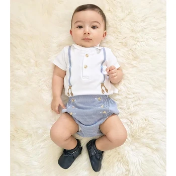 Kojenecká Chlapci Krátké Rukávy 1ST První Narozeniny Gentleman Romper Kombinéza Novorozence Oblečení Velikost 4-24 Měsíců