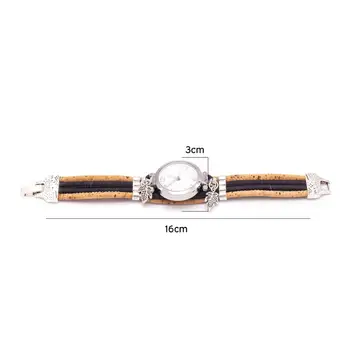 Korek hodinky použít 3MM přírodního korku kabel s hnědé korkové kabel, Ruční práce korku hodinky pro ženy WA-156（NOVÉ）