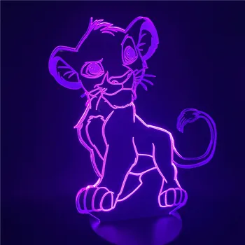 Kreslené LED Noční Světlo Disney Lví Král Simba LED 3d Světelný USB Barevné Novinkou Ložnice Noční Lampa pro děti Vánoční Dárek
