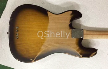 Kvalitní QShelly custom relic 4 struny používají staré vybledlé vintage elektrická basová kytara ash tělo p bass, hudební nástroje, obchod
