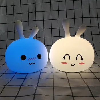 LED Noční Světlo Roztomilý Jednorožec Kočka USB Nabíjení Silikonové Měkké Karikatura Lampa Ložnice Dítě Děti Dárek k Narozeninám Hračku