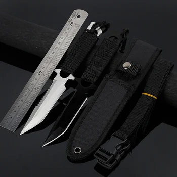 LIONWOLVES Venkovní Výsadkář Rescue Nůž Noha Balení Tie Pasu Nože Fixed Blade Hunting Rovnou Knife ABS Pouzdro