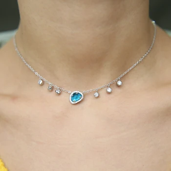 Luxusní dámské náhrdelník big big blue jasné, AAA+CZ s drop mini cz kouzlo náhrdelník náhrdelník 2019 jaře nové příjezdu svatební parry