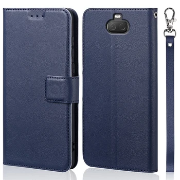 Luxusní Flip Pouzdro Pro Sony Xperia 10 Plus Kryt Originální Kniha Design Kožené Telefonu Coque Wallet Capa Stát S Popruhem Karty