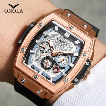 Luxusní Sportovní hodinky pro muže ONOLA Módní quartz hodiny velké tvář hodinky, ležérní hodinky muži relogio masculino