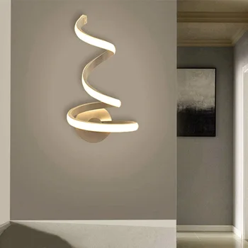 Lůžka Pokoj, Ložnice Zeď Dekor Umění Moderní LED Spirála Světlo Teplé/Bílé Světlo, Montáž na Stěnu Kovová Lampa pro Obývací Pokoj