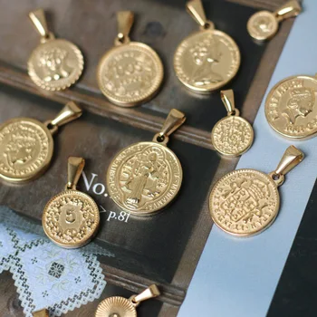 MODAGIRL Starověké Římské Mince Kouzlo Ženy Muži Přívěsek Zlato z Nerezové Oceli Náhrdelník Přívěsky Medailon, aniž Řetěz Náhrdelník