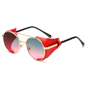 Módní Kulaté Steampunk Brýle Značky Design Muži Ženy Punk Sluneční brýle UV400 Luxusní sluneční Brýle Odstíny Oculos de sol