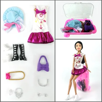 Módní Plastové 3D Roztomilé Cestovní Zavazadla Případě Mini Kufr Kufr pro Barbie Dollhouse Nábytek, Doplňky, Hračky Pro Děti 1/6