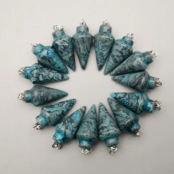 Módní přírodní kámen kyvadlo modré acháty Přívěsky a náhrdelníky pro výrobu Šperků kouzlo Okamžiku příslušenství 24ks/lot velkoobchod