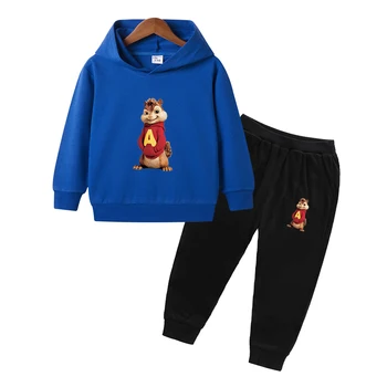 Na podzim roku 2020 dětské Dlouhý Rukáv Mikiny Sady Alvin a Chipmunk Mikiny Červené Bavlněné Chlapec, Dívka, Oblečení 2-10R