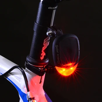 Nastavitelná Bike zadní Světlo Solární Pohon 2 LED 3 Režimy VEDL Kolo Zadní Světlo Cyklistika Bezpečnost Výstražné Světlo jízdních Kol flash lampa