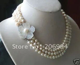 Nejnižší Stylové nejušlechtilejší Bílá sladkovodní Pearl Náhrdelník, shell, květina spona módní šperky