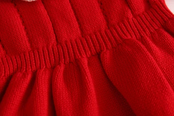 New Born Baby Oblečení Pro Dívky Jarní Podzimní Kojenecká Kombinéza Červená Pletení Svetr Kostým Batole Roztomilé Panenky Límec Princezna Oblečení