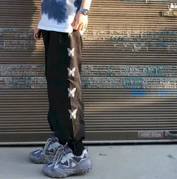 NiceMix vysokým pasem kalhoty dámské punkové černé tiskové tepláky širokou nohu rovně plus velikost ležérní streetwear kalhoty Kotník Délky