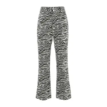Nové Dámské Zebra Tisku Dlouhé Kalhoty S Vysokým Pasem Široký Nohou Vzplanul Kalhoty Volné Sportovní Kalhoty, Módní Kalhoty Streetwear
