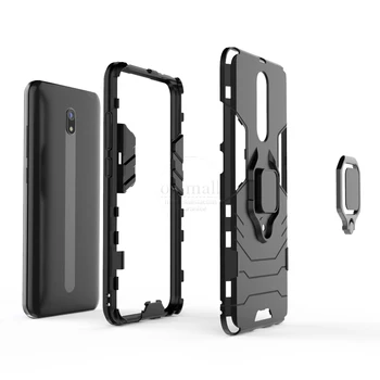 Nové Těžké Hybridní Armor Ochranný Kryt Pro Xiaomi Redmi 8 8A Případě Magnetické Prst Prsten Zásuvka Stát Případy Telefonu Fundas