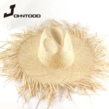 Nový Pletený dámský Slaměný Klobouk, Ručně vyráběné Sluneční Klobouk Pláž Jazz Klobouk Vysoce kvalitní Přírodní Slaměný Klobouk Dívka Dovolenou Panama Sun Hat cap