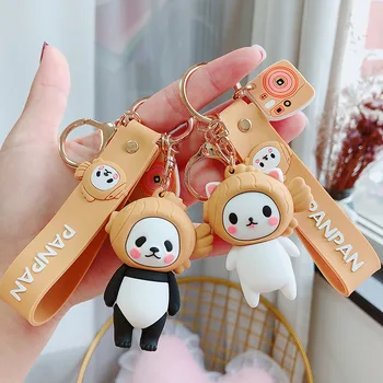 Nový Roztomilý Kreslený PVC Panda Kočka a Sushi Muži Ženy Taška Auto Klíčenka Příslušenství Auto přívěšek na Klíče Kroužek na Klíče Kalhoty Šperky Děti
