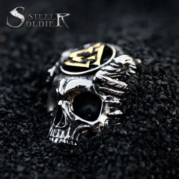 Ocelový voják, pirát lebky prsten pro muže z nerezové oceli osobnosti punk cool dárek šperky