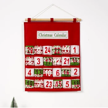 Odpočítávání Kalendář Skladování Závěsné Tašky Multi-Vrstva Candy Pouzdro Pro Skladování Vánoční Adventní Kalendář Vánoční Domácí Dekor