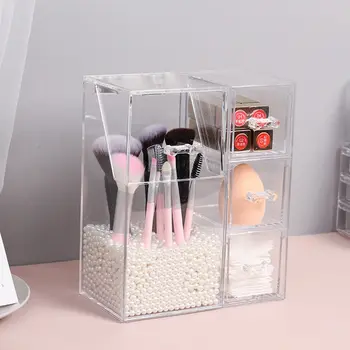 Pearl Transparentní Štětec Make-Up Úložný Box Kosmetické Organizátor Akrylové Rtěnku, Tužku Na Obočí Kosmetický Štětec Skladování Trubice