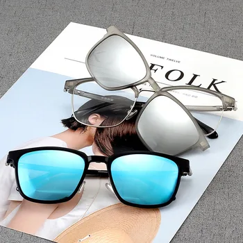 Polovina Rámu Stylový Náměstí Non-předpis Brýle Brýle čiré Čočky Brýle Polarizační Klip Na sluneční Brýle Muži Ženy
