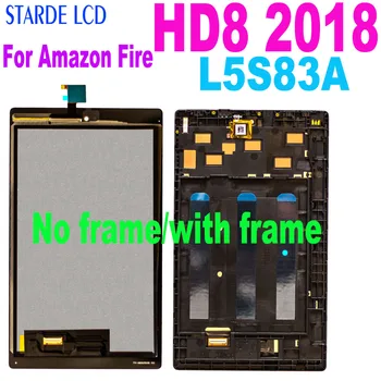 Pro Amazon Fire HD8 HD 8 8 Gen 2018 L5S83A LCD Display Touch Screen Digitizér Montáž s Rámečkem