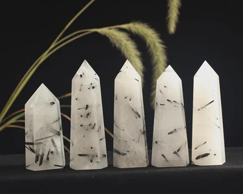 Přirozené a krásné Valoranu černý turmalín bod quartz crystal pilíř pro duchovní meditace, léčivé energie kamenné minerální