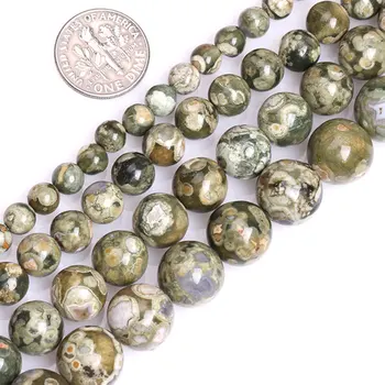 Přírodní AA Grade Zelené Rhyolite Jaspers Kulaté Korálky Pro Výrobu Šperků Strand 15 palcový DIY Módní Náramek, Náhrdelník Šperky Korálky
