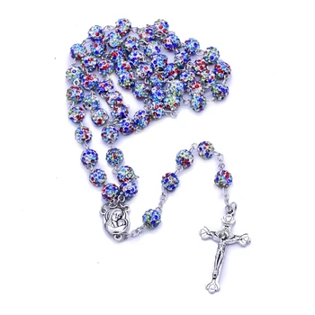 QIGO Vysoké Kvality Kříž, Růženec Náhrdelník Pro Muže, Ženy Dlouhé Katolické Šperky