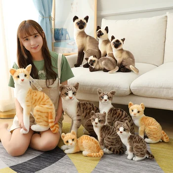 Realistické Siamská Kočka Plyšové hračky, Plyšová Zvířata, Simulace Americká Krátkosrstá Kočka Plushie panenky pro Děti, Děti, Mazlíček, hračka, Výzdoba