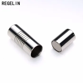 REGELIN 2ks Nerezové Oceli, Kulaté Magnetické Spony Stříbro Tón Kovový Konektor Fit 3/4/5/6 sekund/7mm Kožená Šňůra Náramky Zjištění