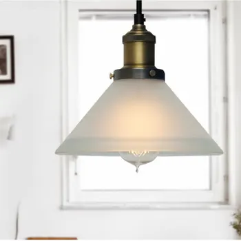 Retro Sklo Přívěsek Světlo Americké Závěsná Lampa Měděný Přívěsek světlo mosaz Kreativní minimalistický E27 Edison Stínítko Restaurace