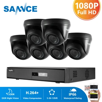 SANNCE 8CH 1080N DVR CCTV Systém 6ks 1080P Bezpečnostní Kamery IR Vnitřní Vodotěsné Venkovní kamerový CCTV Kit