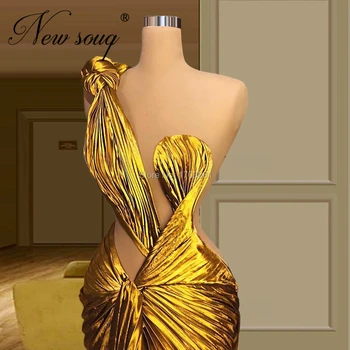 Saúdská Arábie Formální Party Šaty Zlaté Tkaniny 2020 Nejnovější pojistka Večerní Šaty Mořská panna Dlouhá Dubaj Marocké Ples Šaty Vestido