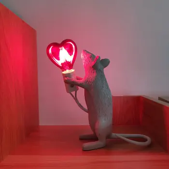 Seletti Růžové Myši Noční Světla Itálie Zvířat Pryskyřice Krysa, Stolní Lampy Ložnice Srdce-odstín Roztomilý Led Stolní Lampa Noční Světlo Svítidla
