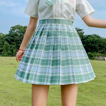 Skládaná Sukně Y2K Dívky Roztomilé Kostkované Sukně Vysokým Pasem Cosplay Šaty Sladký korejský Styl Sukně Mini JK Faldas Mujer Moda Za 2021