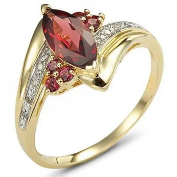 SuoHuan Velikost 6-10 Přívěsky Prsteny Pro Ženy Red Cz Kámen Crystal Gold Plné Ženské Strany. Výročí Dámské Prst Šperky Dárek