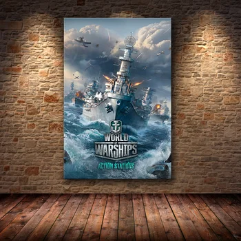 Svět Válečná loď Krásné Anime Plakát Tisk Wall Art Malířské Plátno pro Obývací Pokoj Domácí Dekor Hry, Plakáty a Tisky